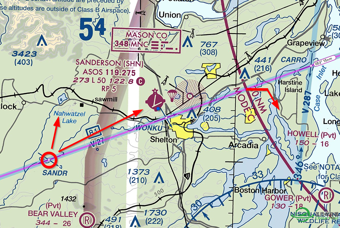 56张图手把手带你不用GPS从KHQM飞到2S1 – C172 VFR-6351 