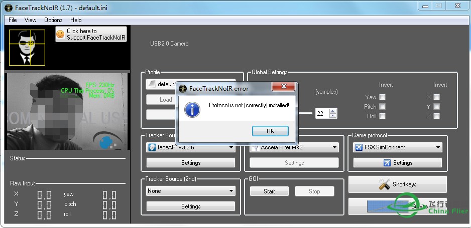 FaceTrackNoIR头瞄软件问题-1047 
