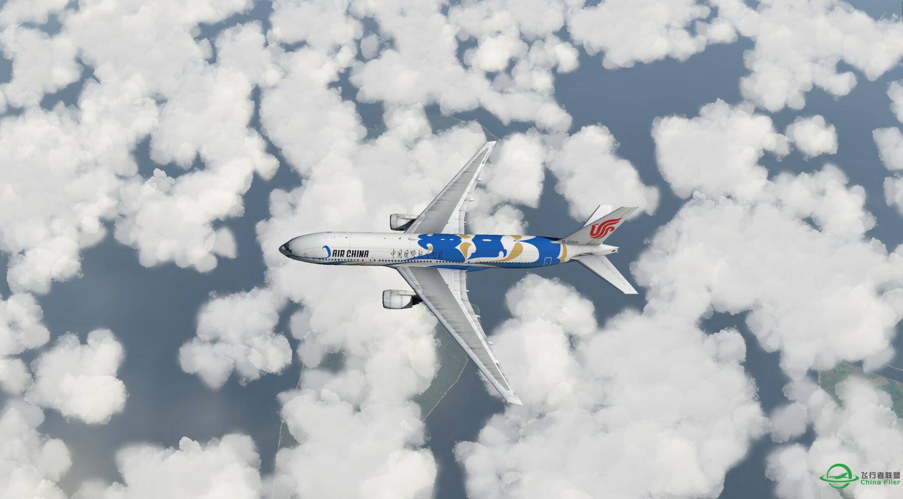 XP11香港飞浦东国航777青花瓷B-2059-9910 