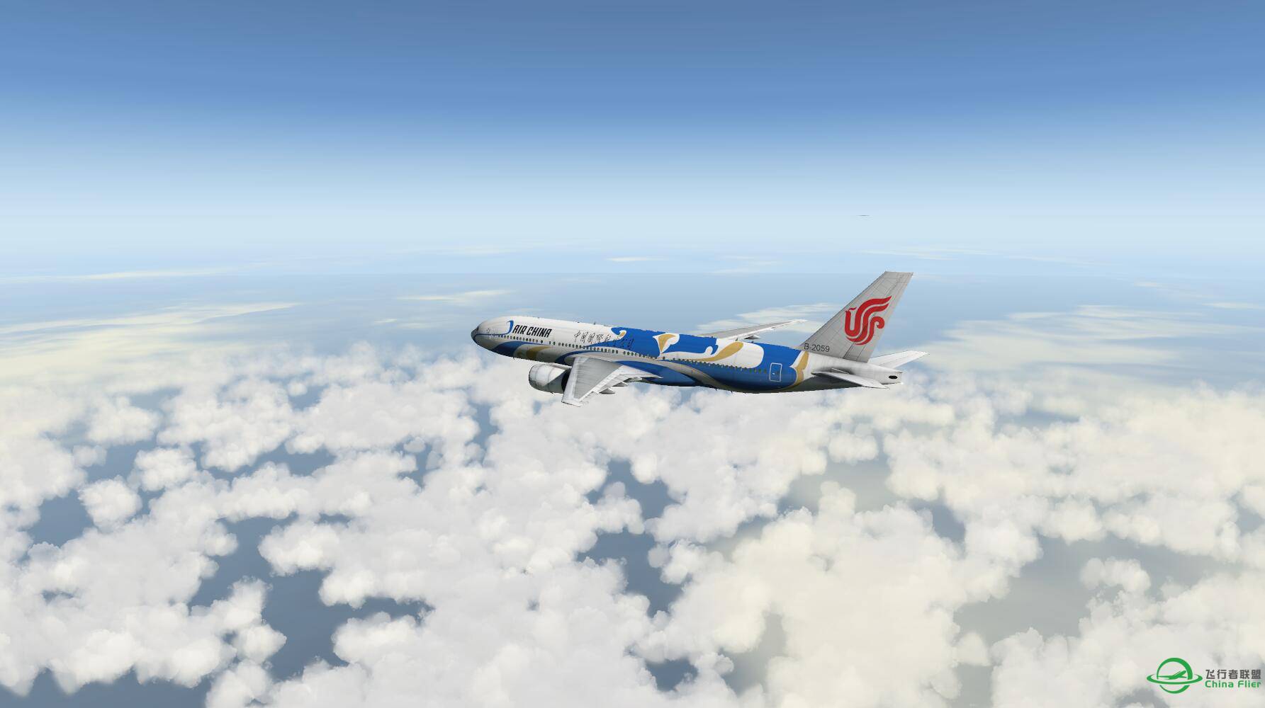 XP11香港飞浦东国航777青花瓷B-2059-9678 