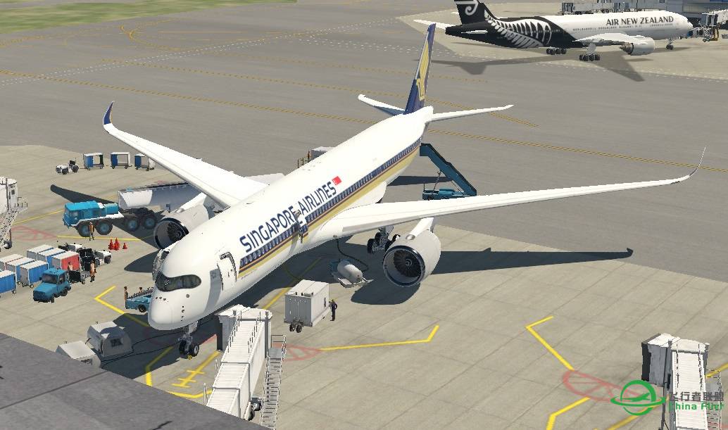 X-plane Flight Factor A350星加坡航空降落三藩市機場-8057 