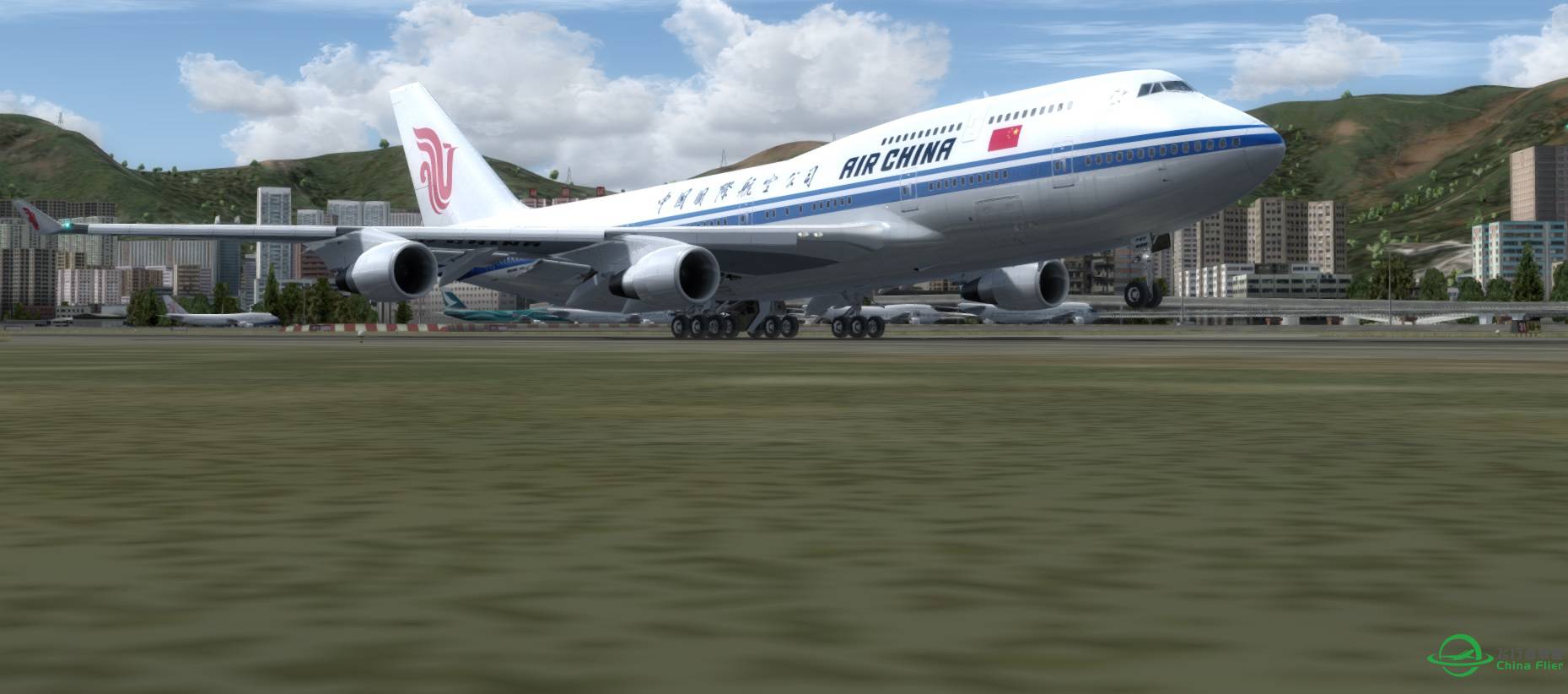 新装P3DV4版PMDG747，一切正常，飞一个穿越。-3202 