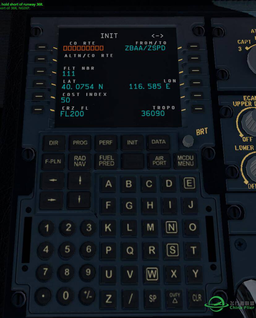 求教XP11 A320 MCDU 航线设置问题-3747 