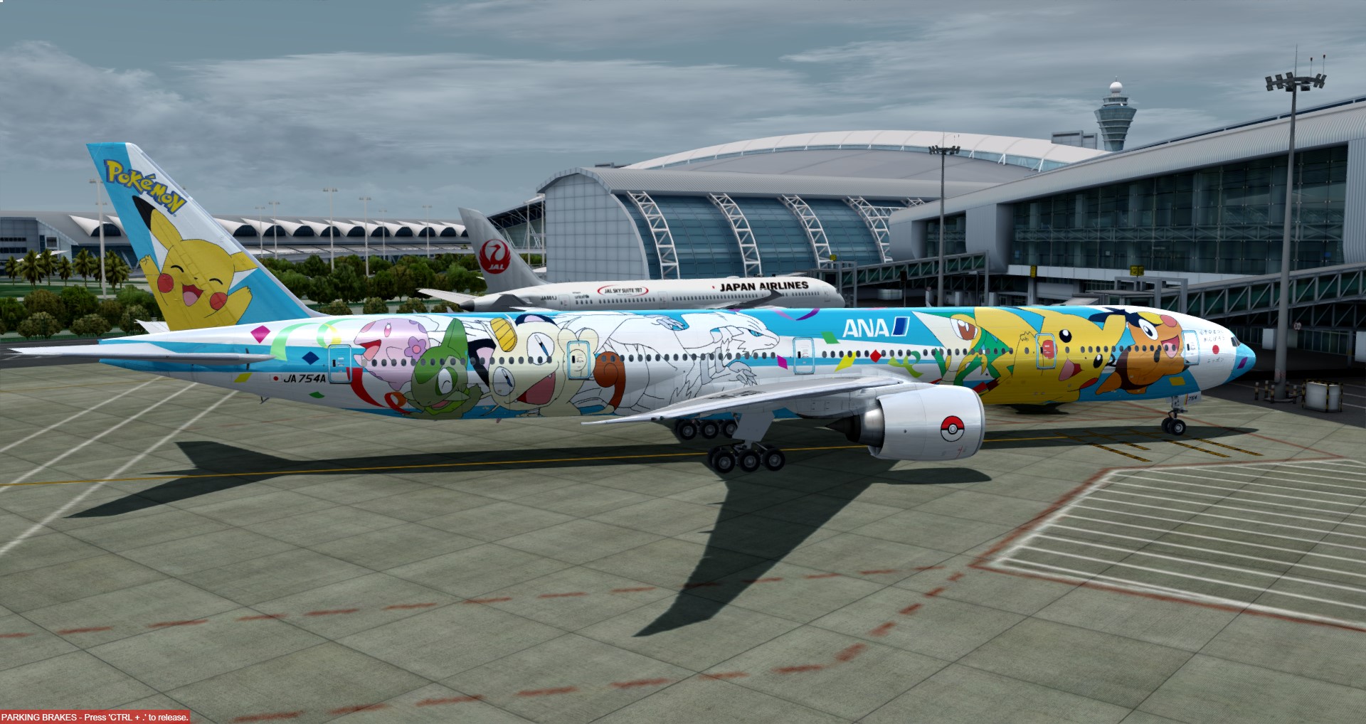 P3D V4 777-300ER ANA皮卡丘骚彩绘 ZGGG-OMDB 照片级-5064 