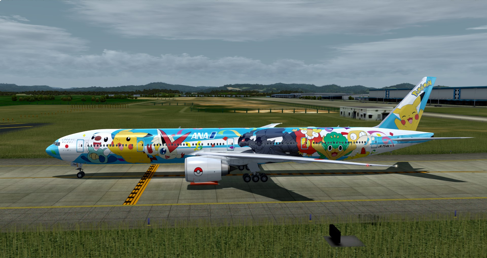P3D V4 777-300ER ANA皮卡丘骚彩绘 ZGGG-OMDB 照片级-8693 