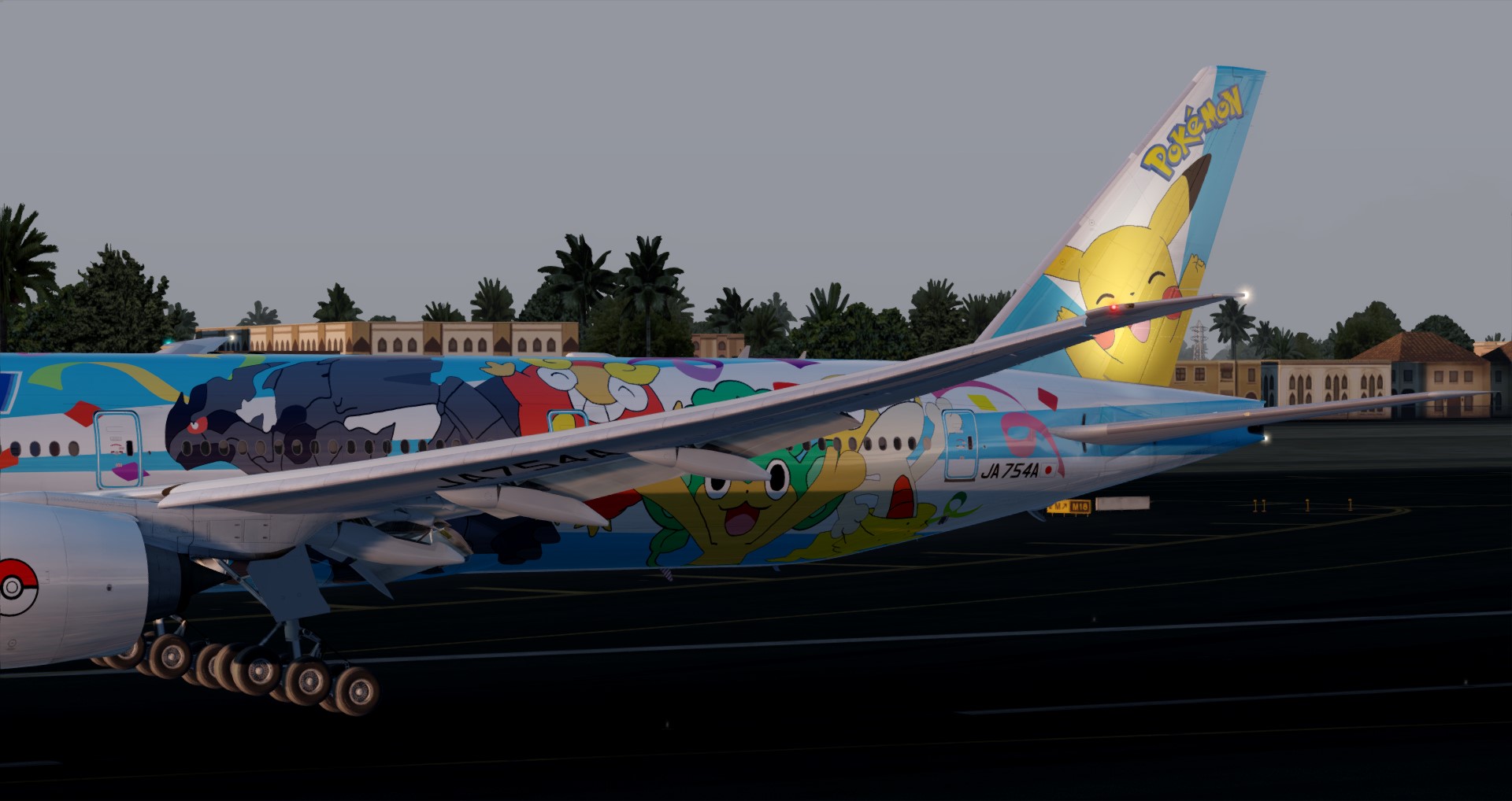 P3D V4 777-300ER ANA皮卡丘骚彩绘 ZGGG-OMDB 照片级-7321 
