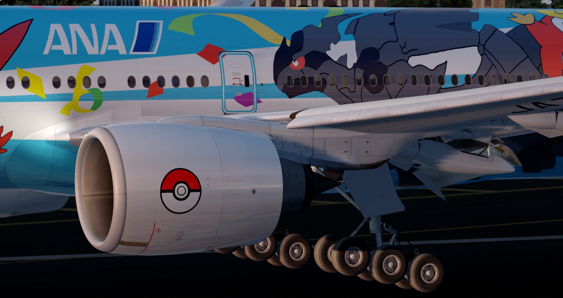 P3D V4 777-300ER ANA皮卡丘骚彩绘 ZGGG-OMDB 照片级-9529 