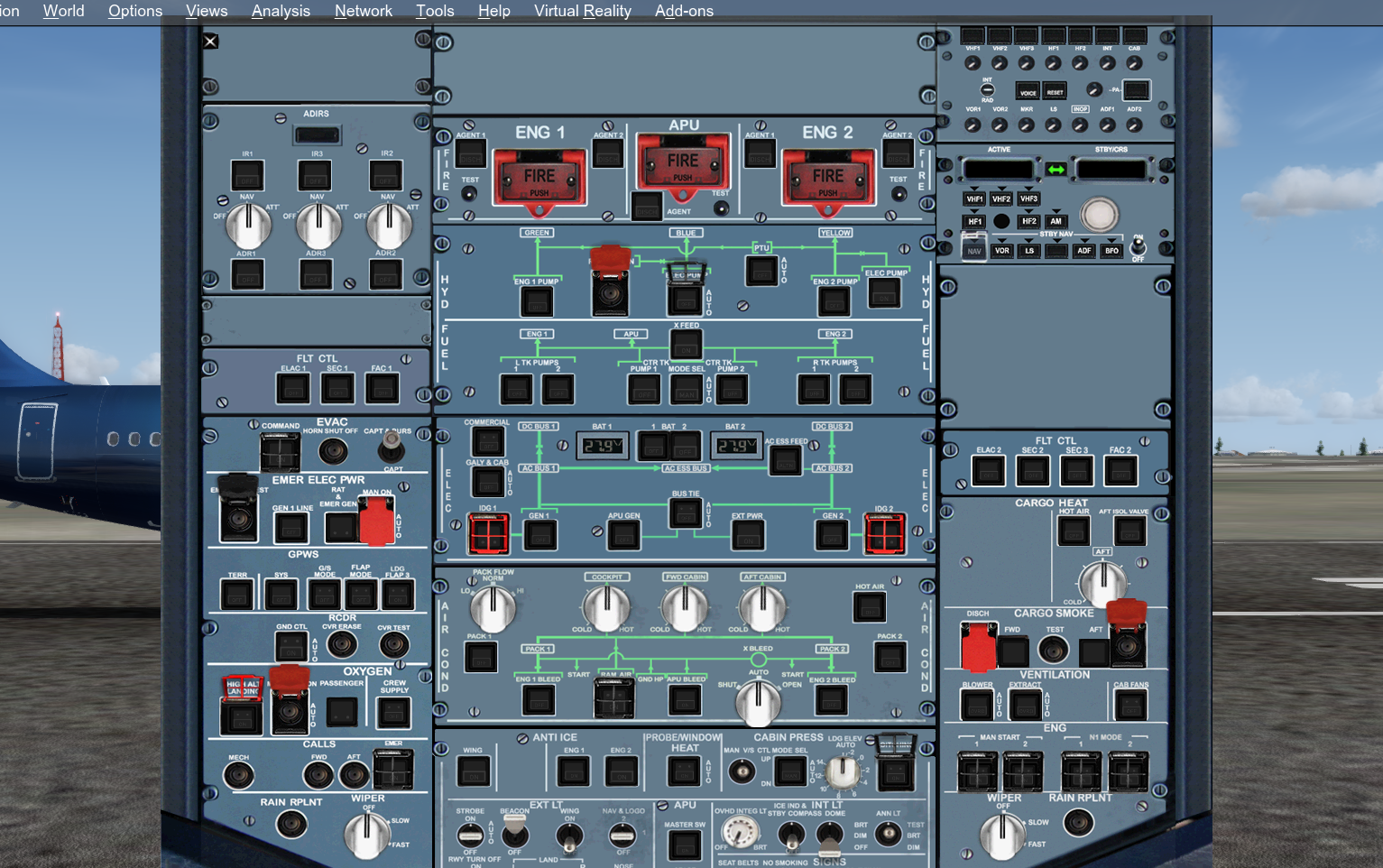 P3d v4.1安装了A320的插件，进去后一片黑连地面电源和电池....-6090 