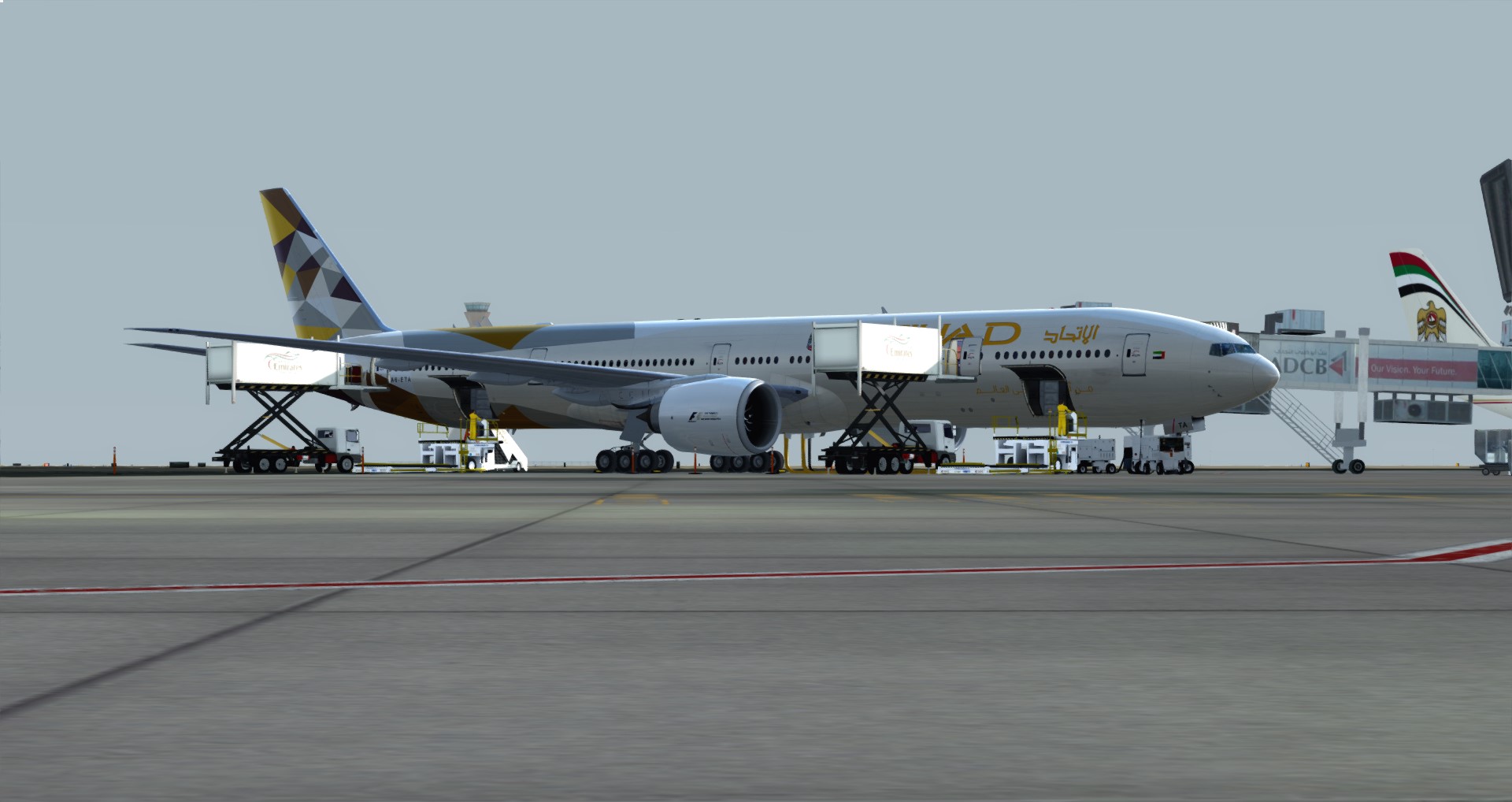 P3D V4 77W Etihad Airways OMAA-LEBL-9112 