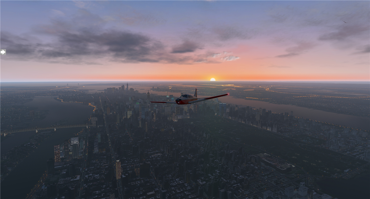 驾驶派珀PA-28R小飞机黄昏纽约低空飞行（XP11）-9259 