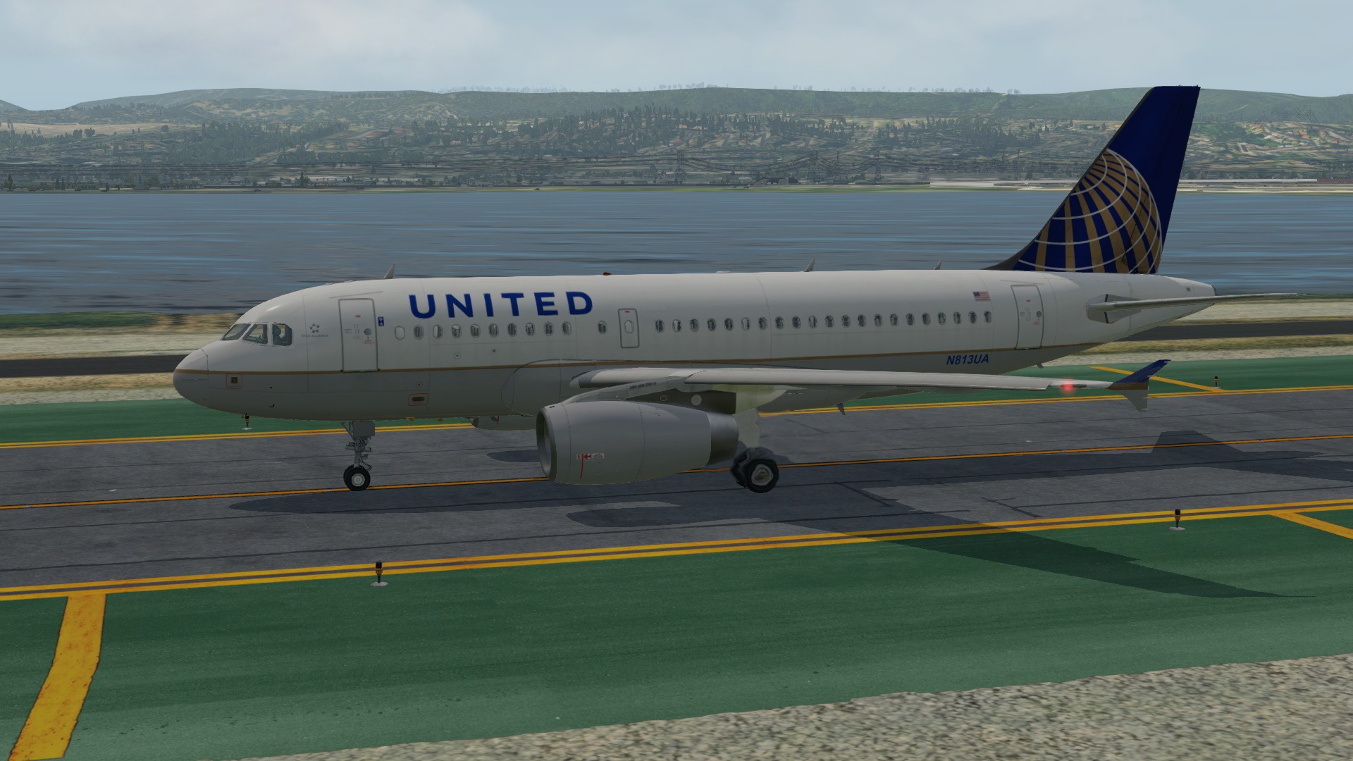 在XP里面飞空客 TOLISS A319 旧金山-棕榈泉-8159 