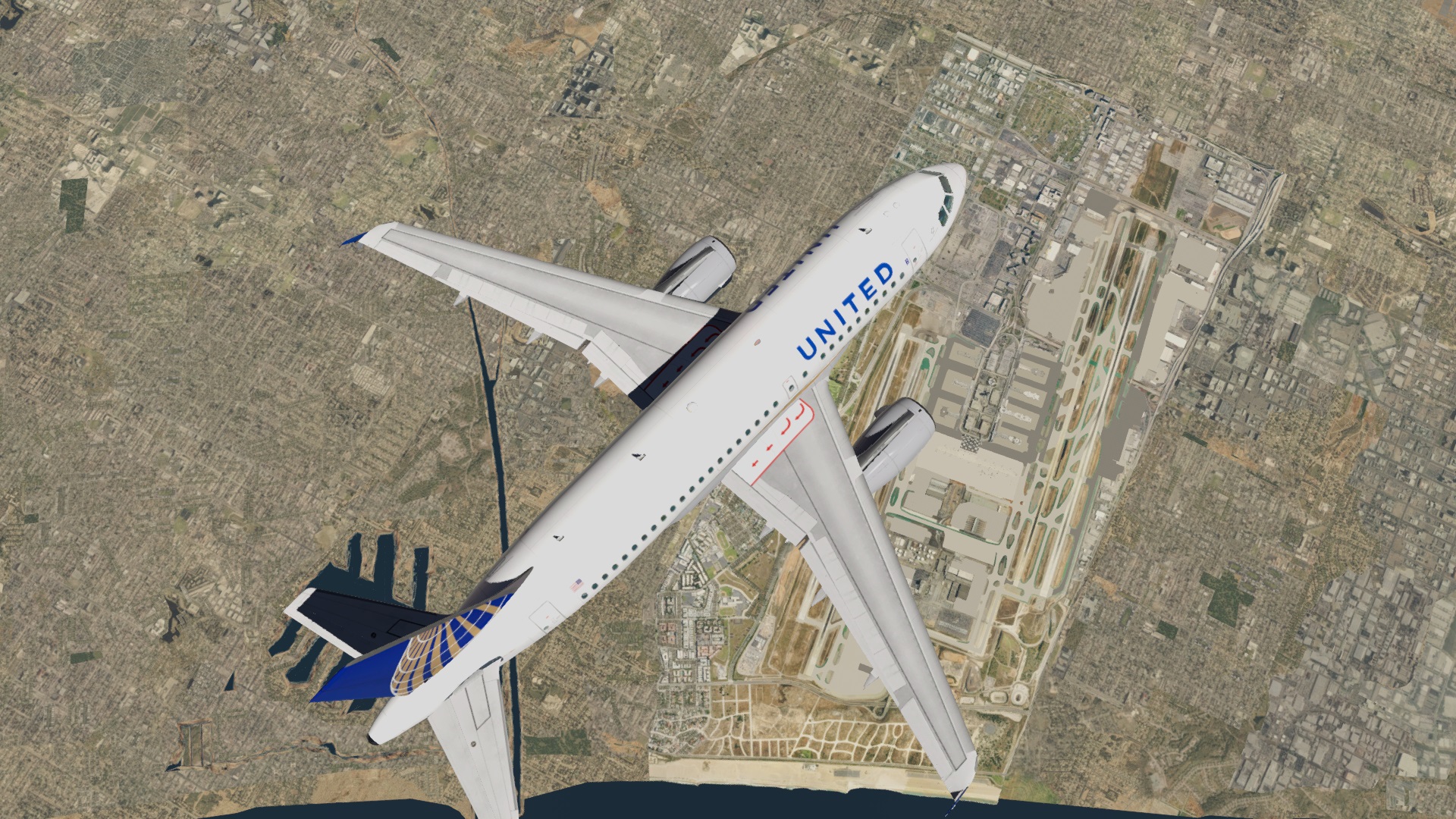 在XP里面飞空客 TOLISS A319 旧金山-棕榈泉-7401 