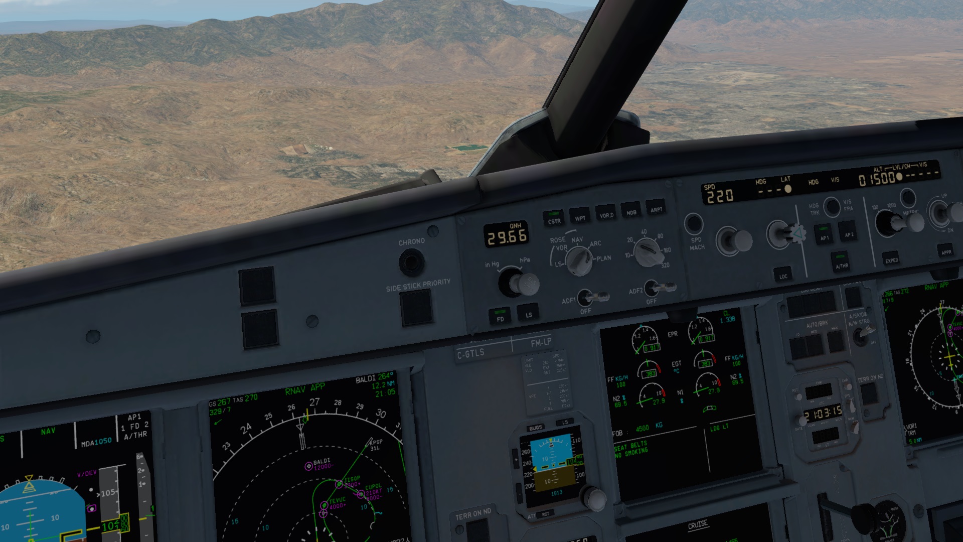 在XP里面飞空客 TOLISS A319 旧金山-棕榈泉-4537 