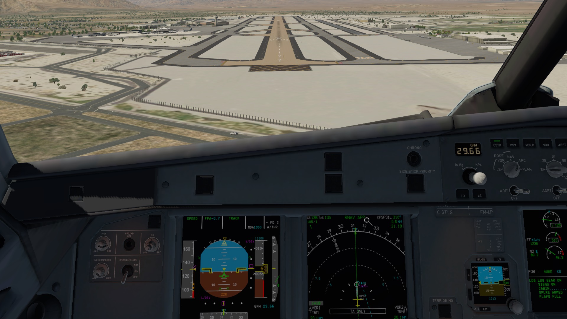 在XP里面飞空客 TOLISS A319 旧金山-棕榈泉-7494 