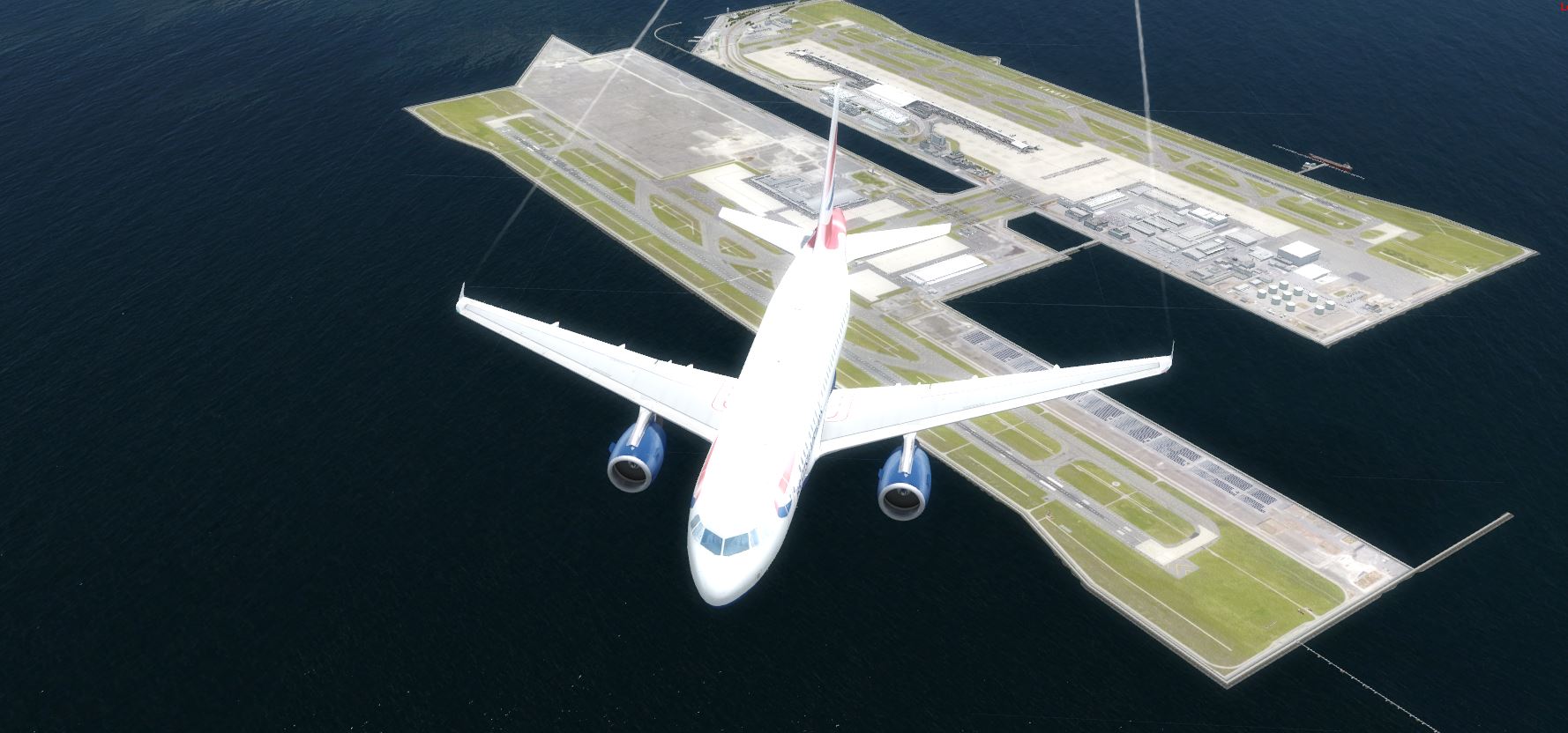 British Airlines Aerosoft A319 @ RJBB landing-7646 