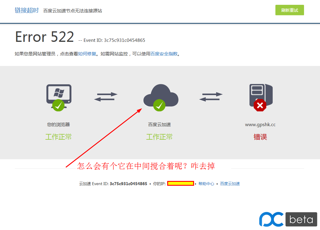你们访问论坛的时候会提示“百度云加速~源站宕机 error521吗-3222 