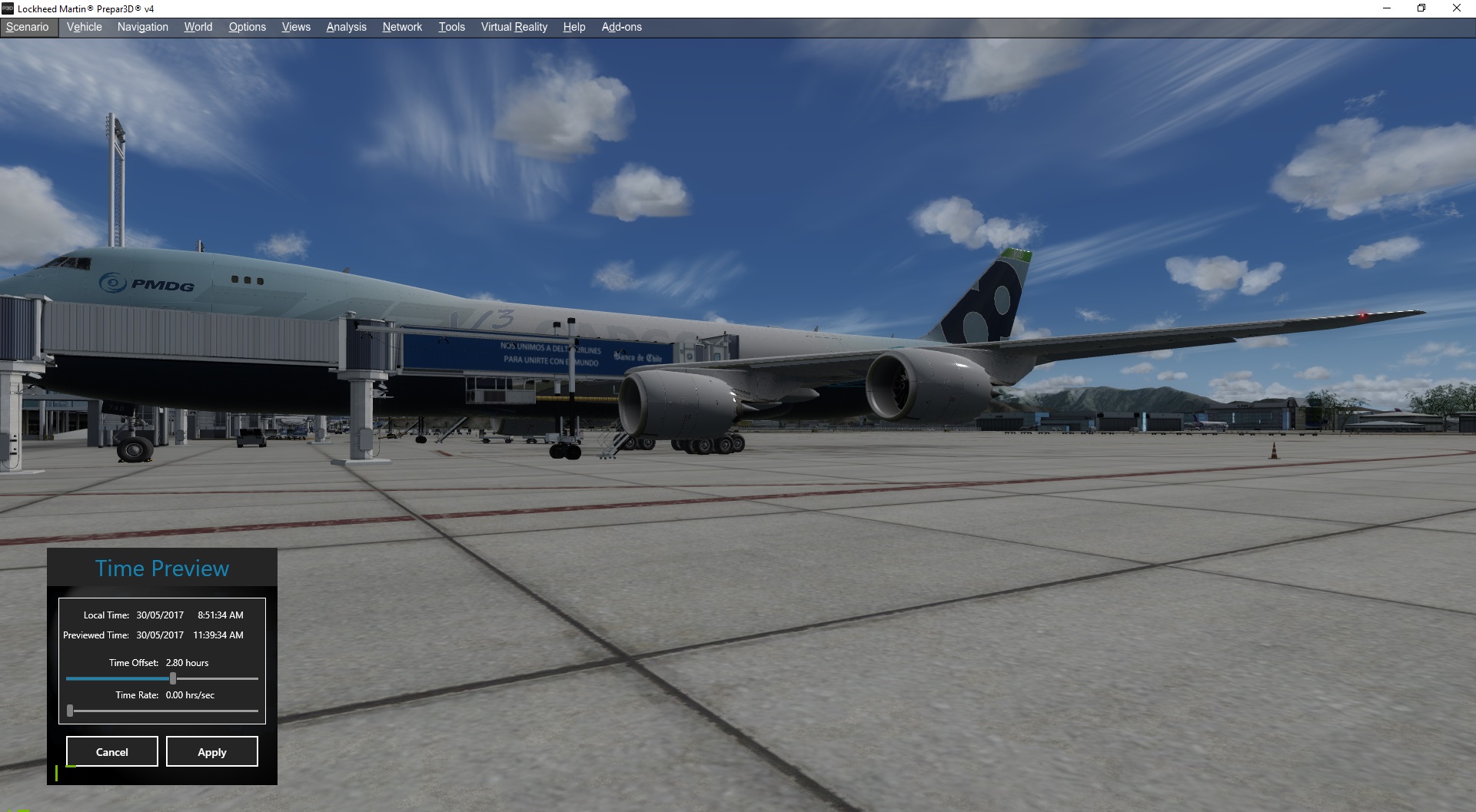 PBR 测试 : P3D4.4, PMDG 747, LatinVFR SCEL-9142 