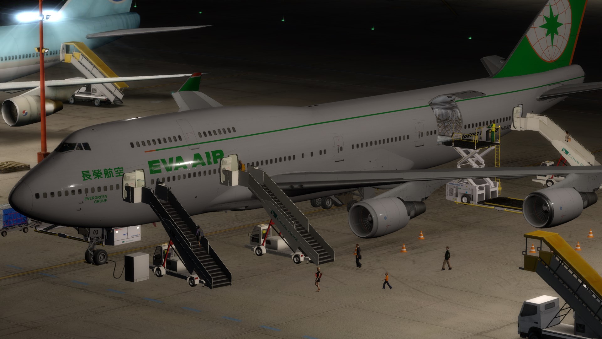 长荣航空747-45EM VHHX-VHHX夜间飞行-8693 