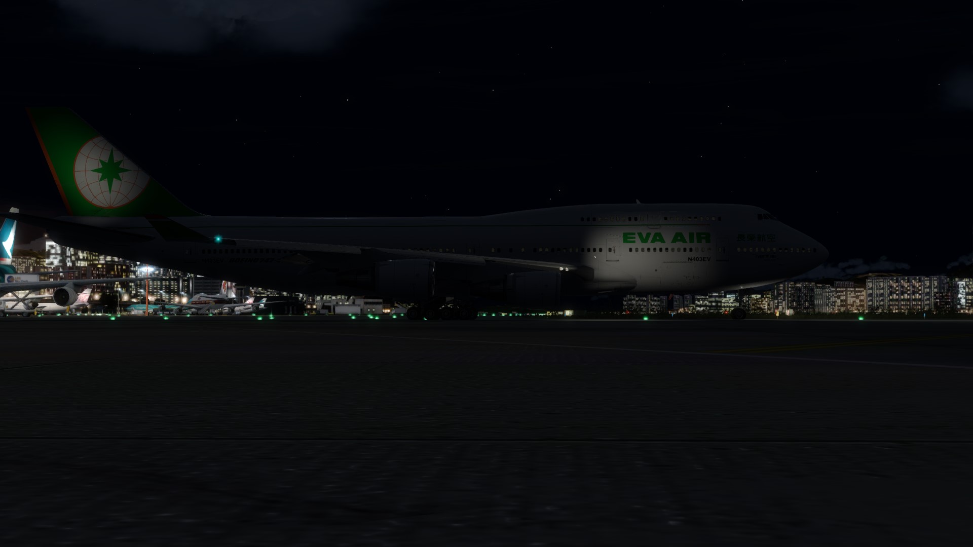 长荣航空747-45EM VHHX-VHHX夜间飞行-1587 