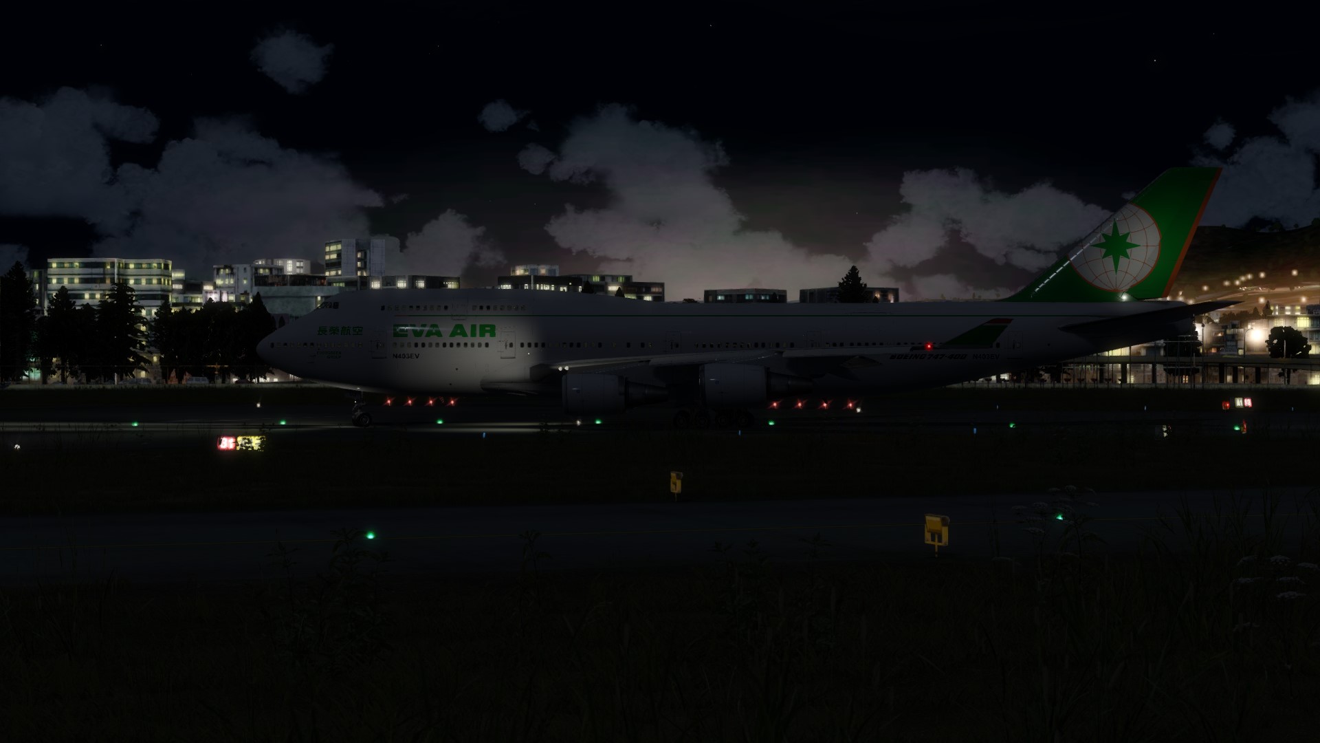 长荣航空747-45EM VHHX-VHHX夜间飞行-8704 