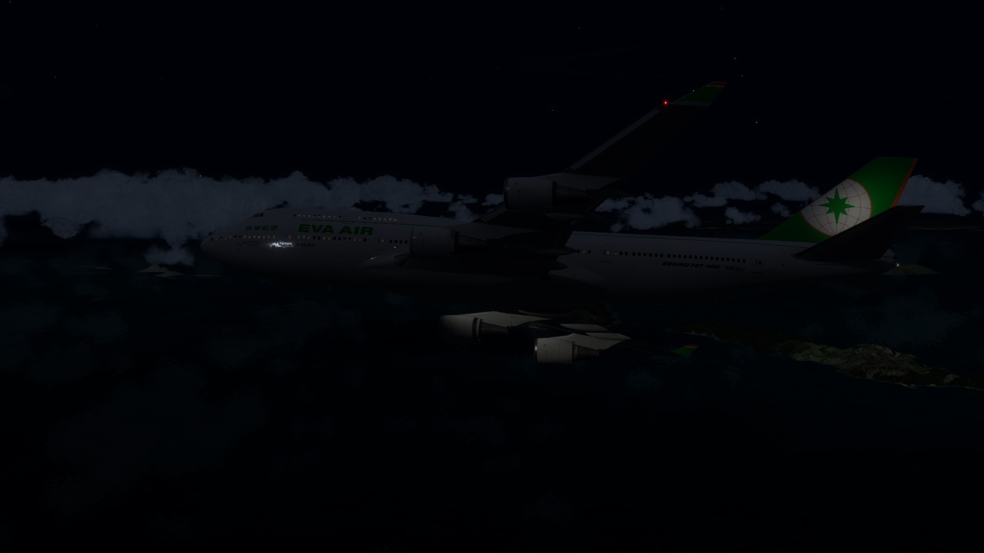 长荣航空747-45EM VHHX-VHHX夜间飞行-5676 