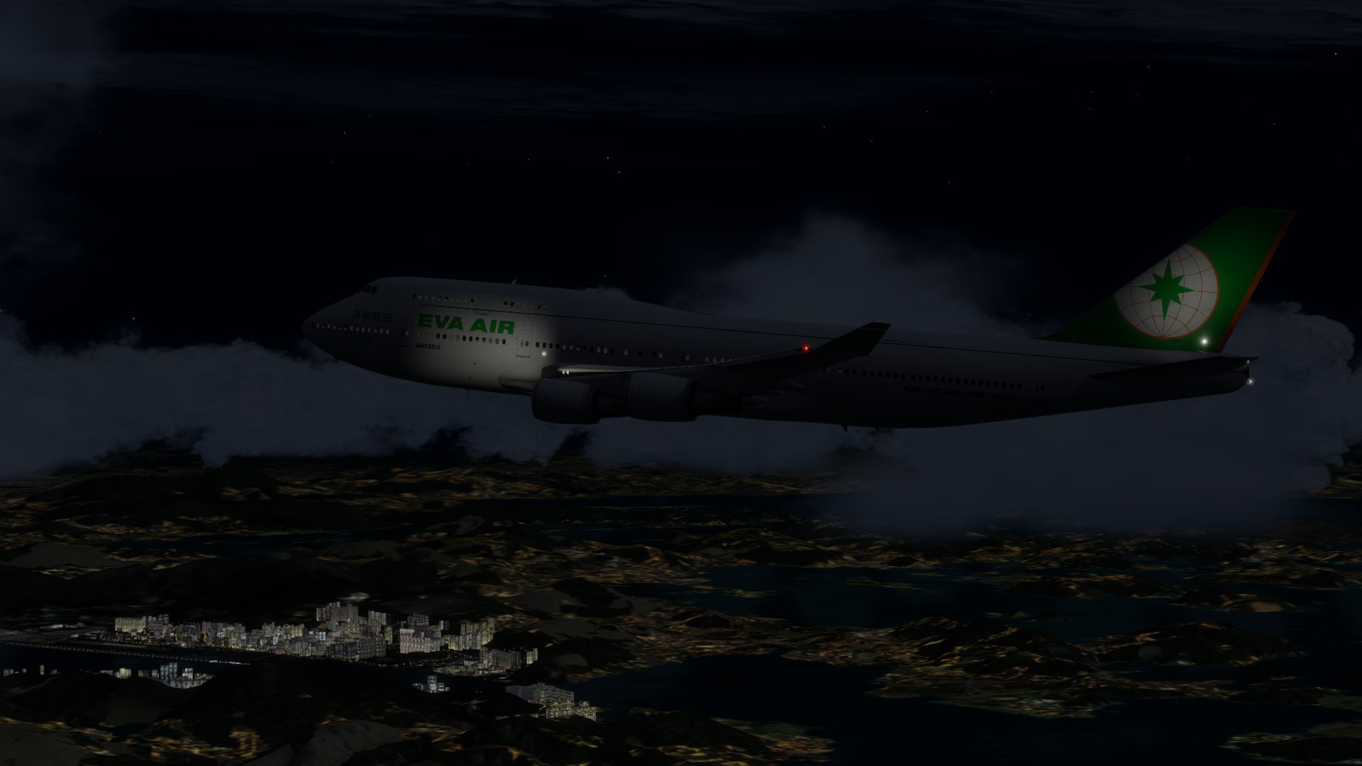 长荣航空747-45EM VHHX-VHHX夜间飞行-8105 