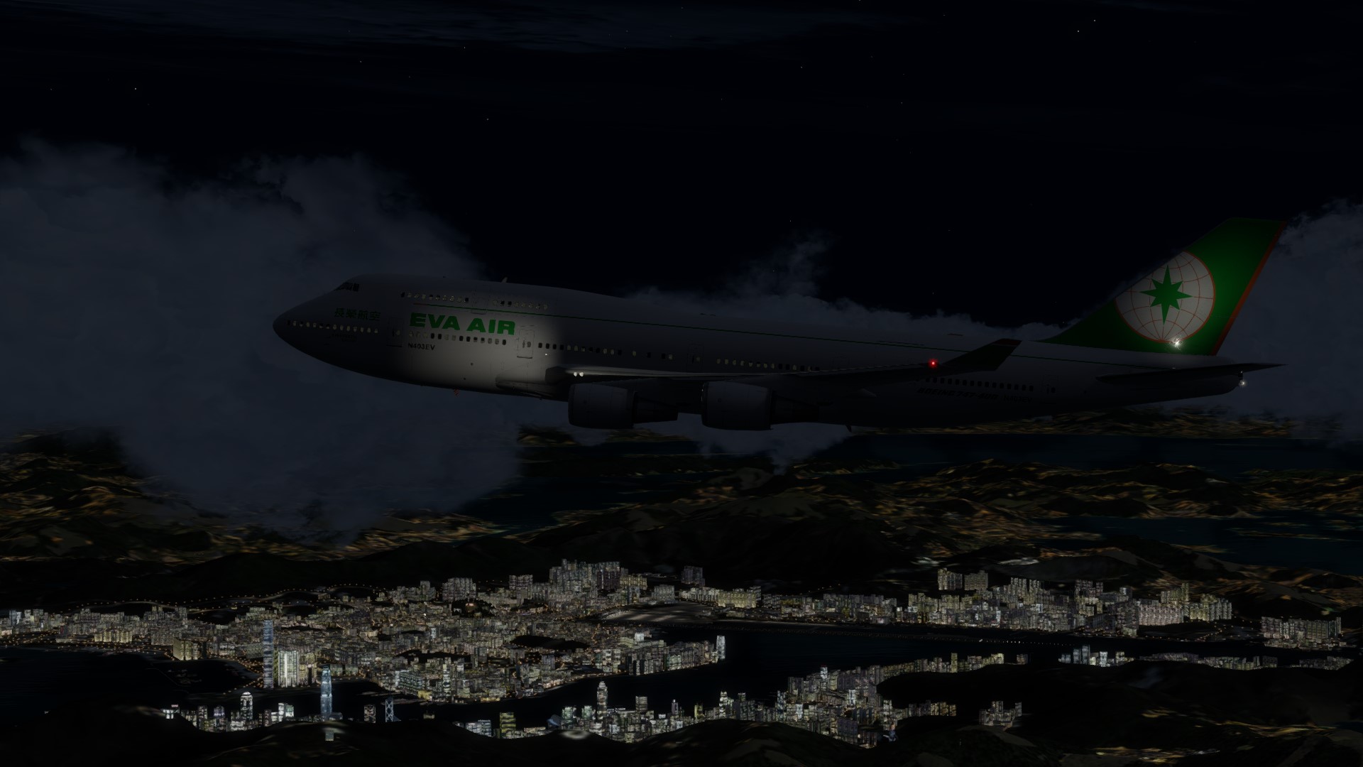 长荣航空747-45EM VHHX-VHHX夜间飞行-4030 