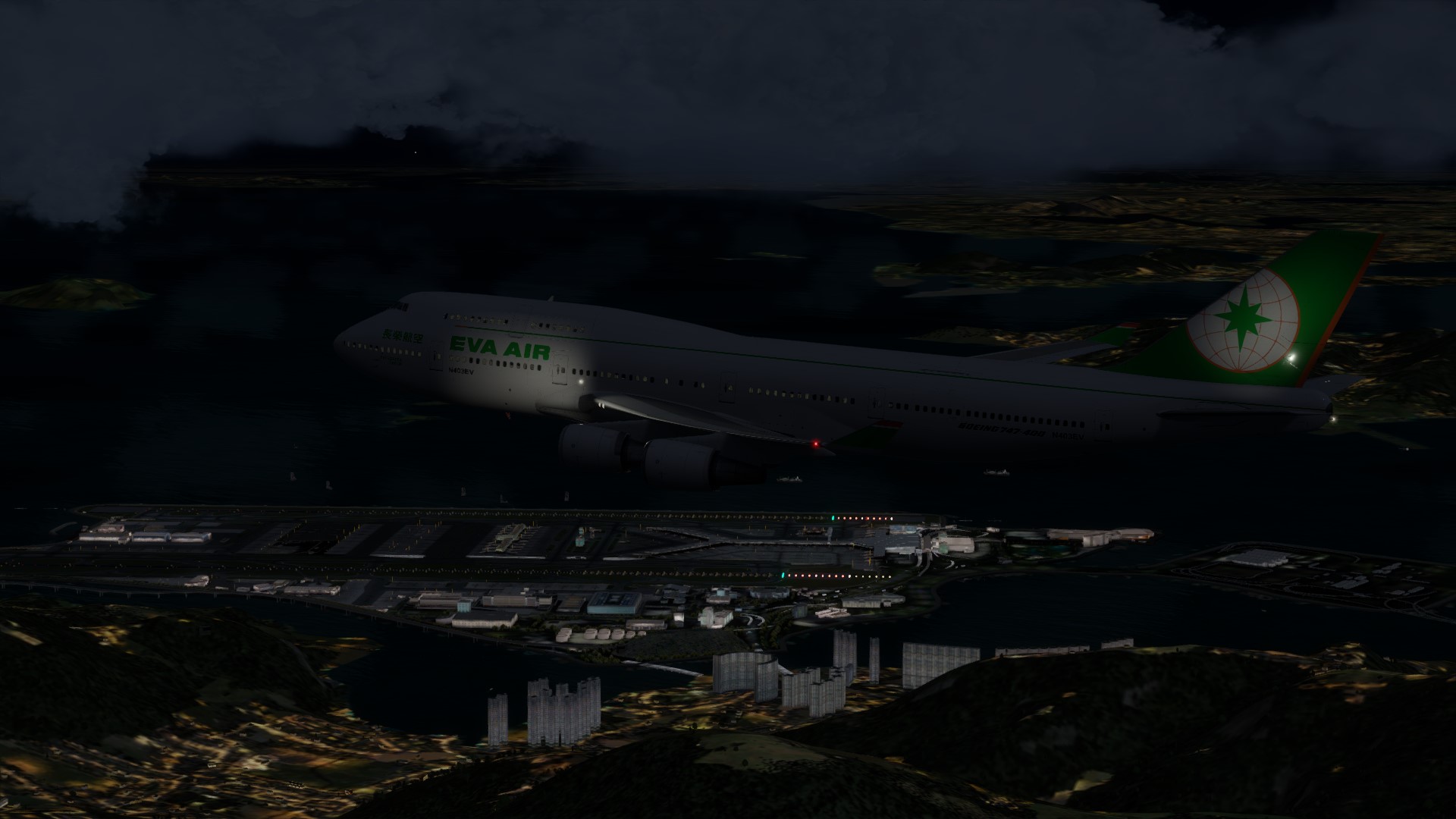 长荣航空747-45EM VHHX-VHHX夜间飞行-8650 