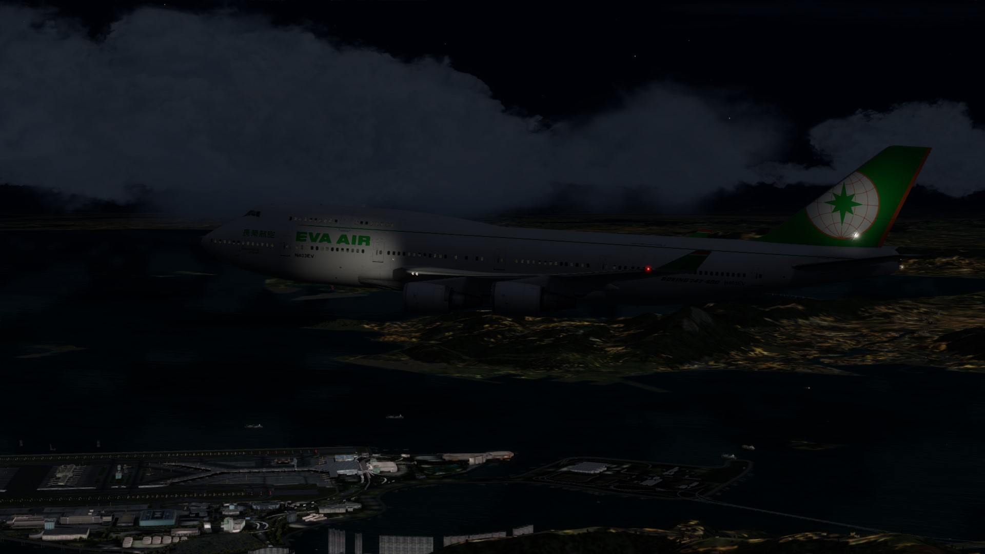 长荣航空747-45EM VHHX-VHHX夜间飞行-7833 