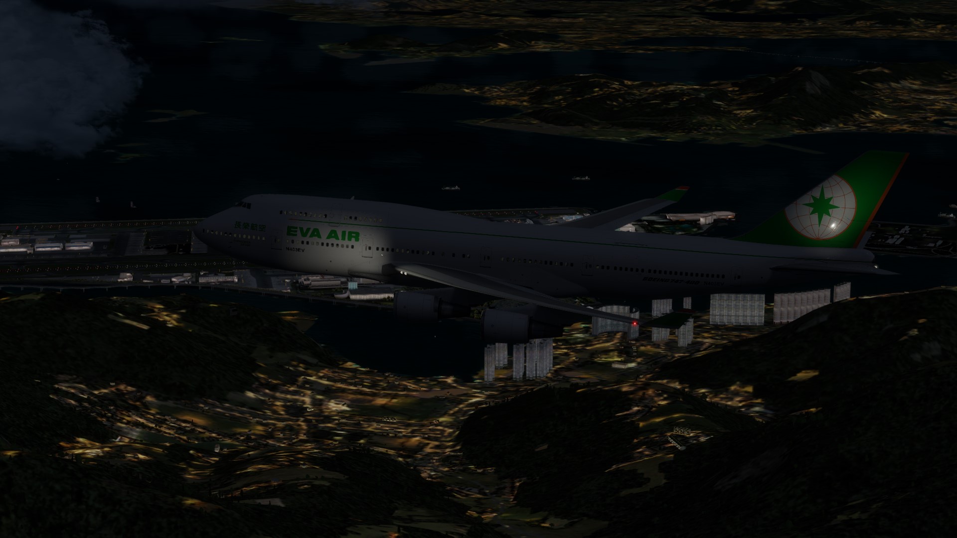 长荣航空747-45EM VHHX-VHHX夜间飞行-8933 