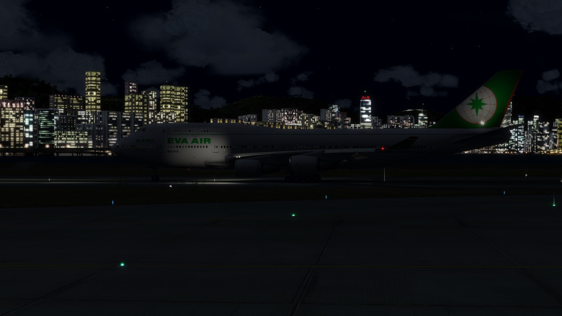 长荣航空747-45EM VHHX-VHHX夜间飞行-6014 