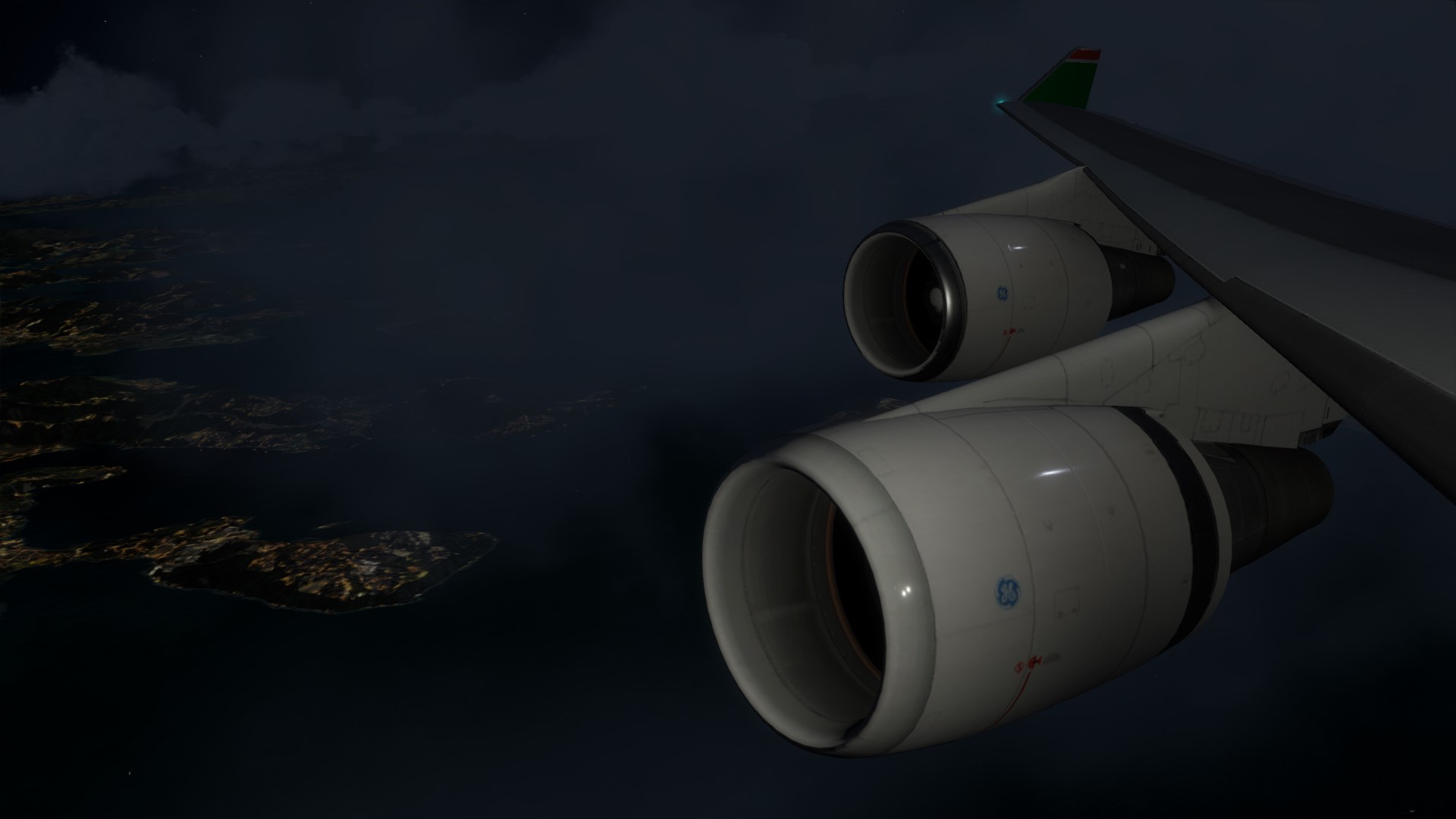 长荣航空747-45EM VHHX-VHHX夜间飞行-3841 