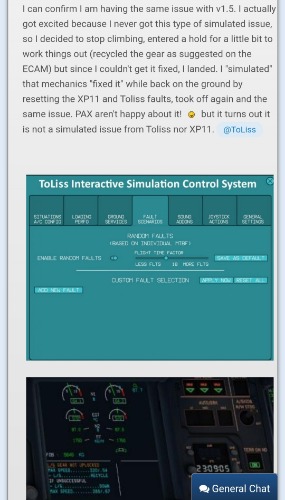 关于Toliss 319 v1.6版本起落架有时候不能收上的问题-8533 