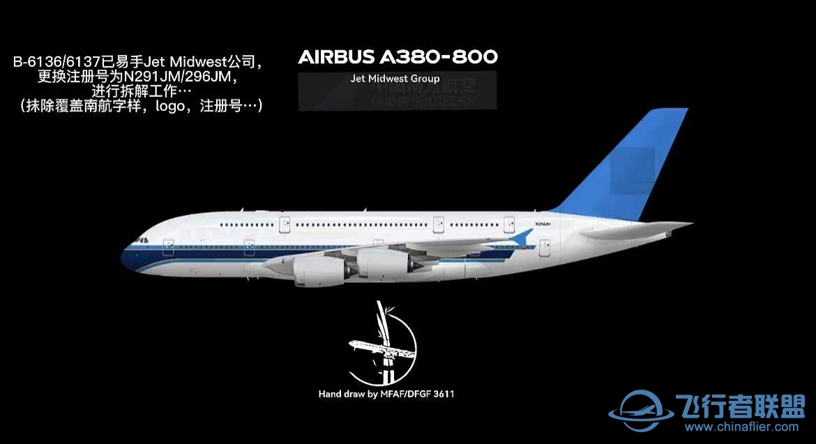 【首发自制】peterhagerA380南航退役A380jet midwest group涂装-1829 