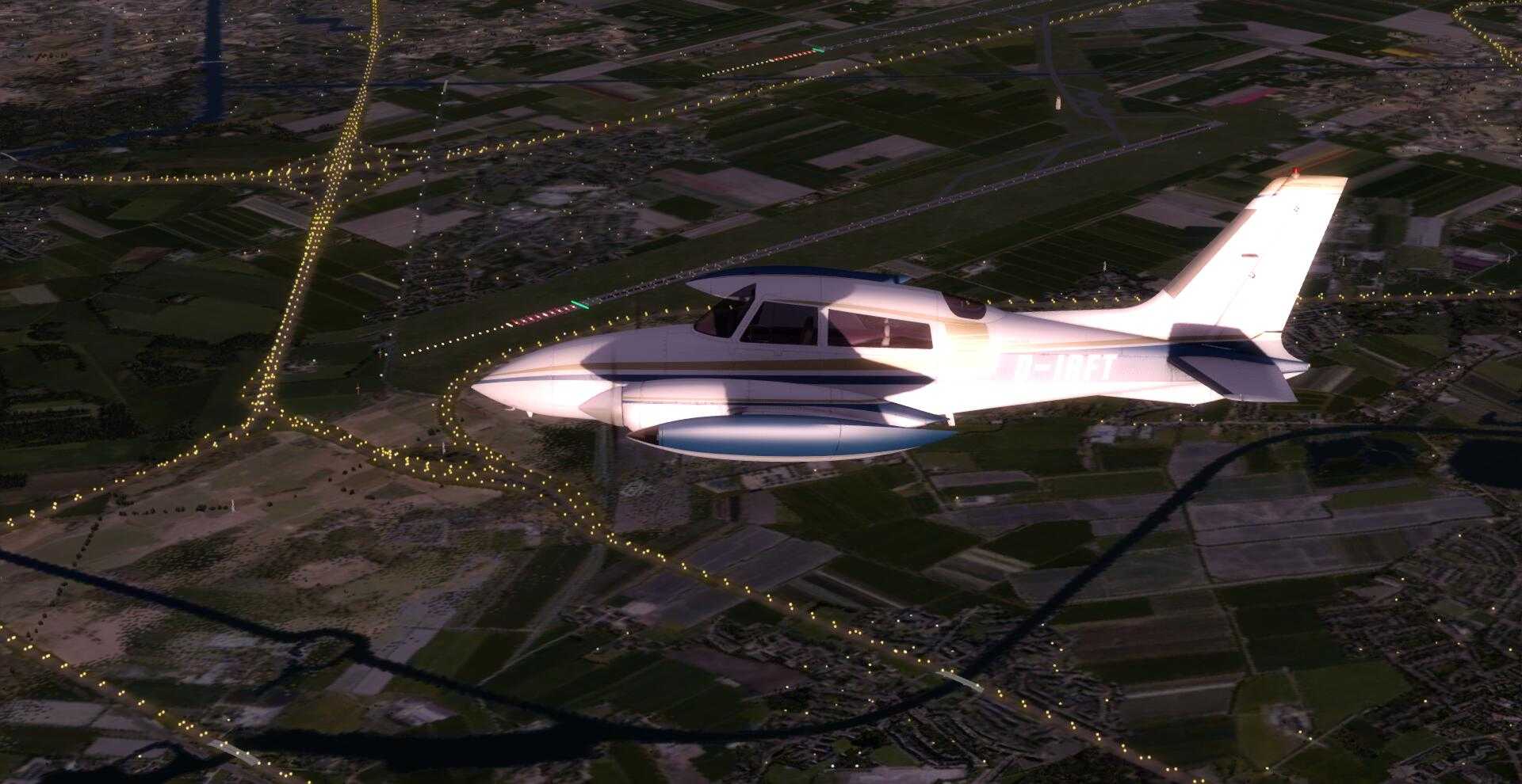 Cessna塞斯纳310R黄昏飞行 ——— 驾驶舱光影（默认无插件）-8545 