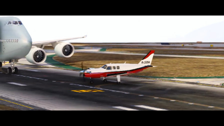小型飞机撞上刚刚降落的大型波音747载客飞机-6774 