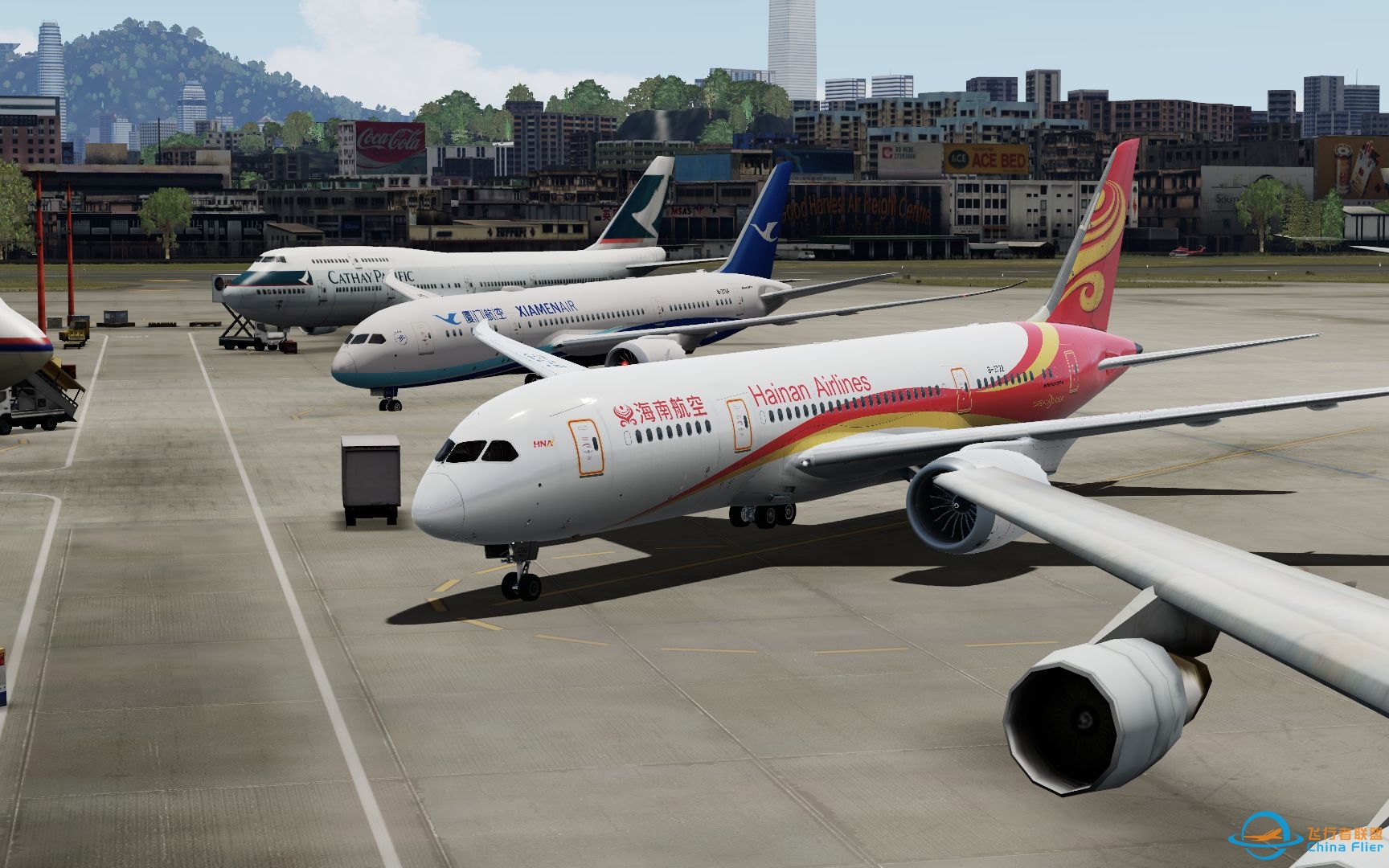 787大战启德 厦门高崎—香港启德B788双人航线飞行  Prepar3Dv5-5683 