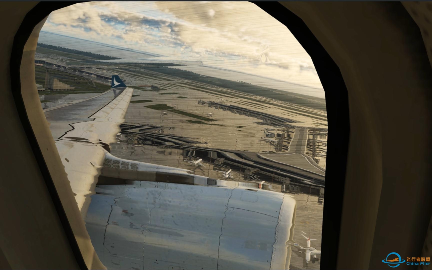 【X-Plane 12】沉浸式乘客视角 超高画质体验飞行 国泰航空A330-343在清晨雨幕中离场上海浦东国际机场-6258 