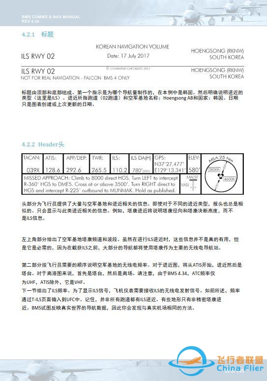 模拟飞行 BMS 中文手册 通信和导航 4.2进近图-1417 