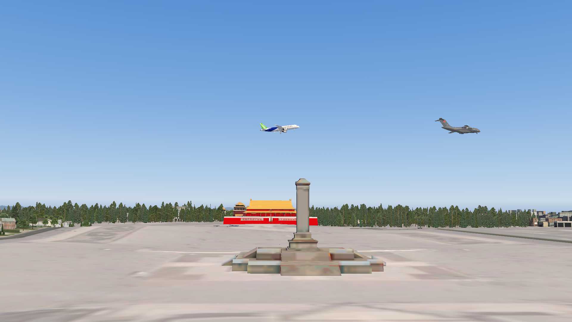 民航机梯队第三次彩排，c919跟着运20飞过主席台-8528 